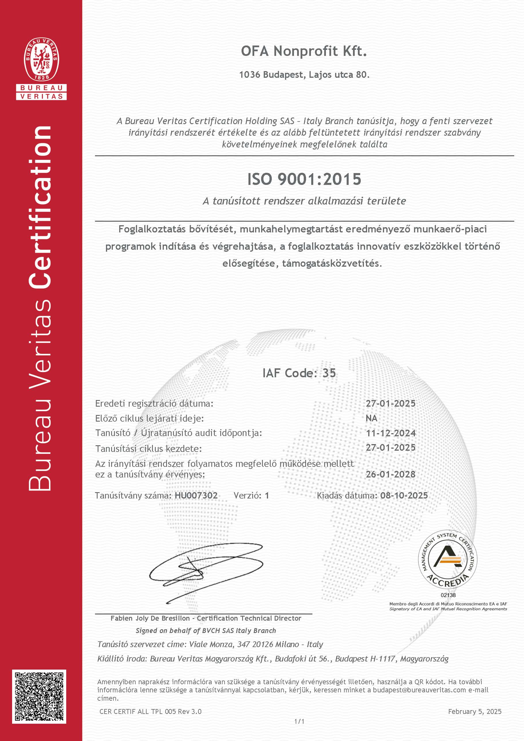 1.  Tanúsítványaink ISO partner